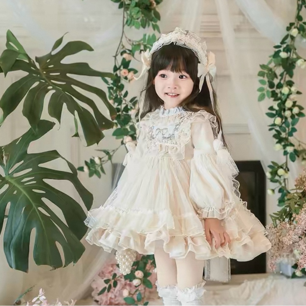 Elegant Cream Lace Dress for Girls
